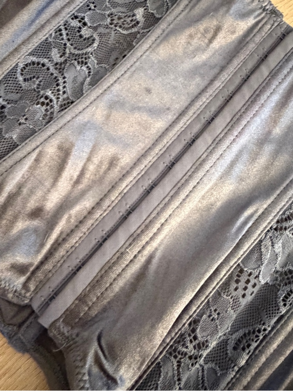 Dreamgirl Grey Satin Lace Panel Garter Belt L - Picture 2 of 6
